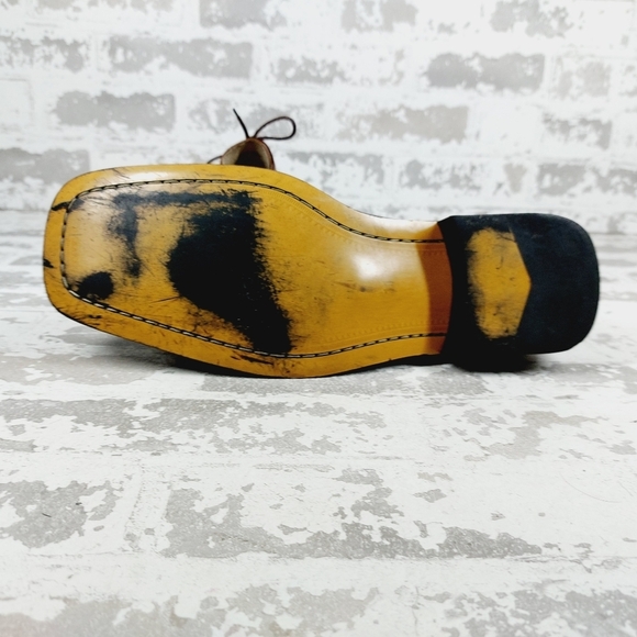 Donato Marrone Brown Leather Lace-Up Square Toe Office Dress Oxfords M695 - Picture 8 of 11